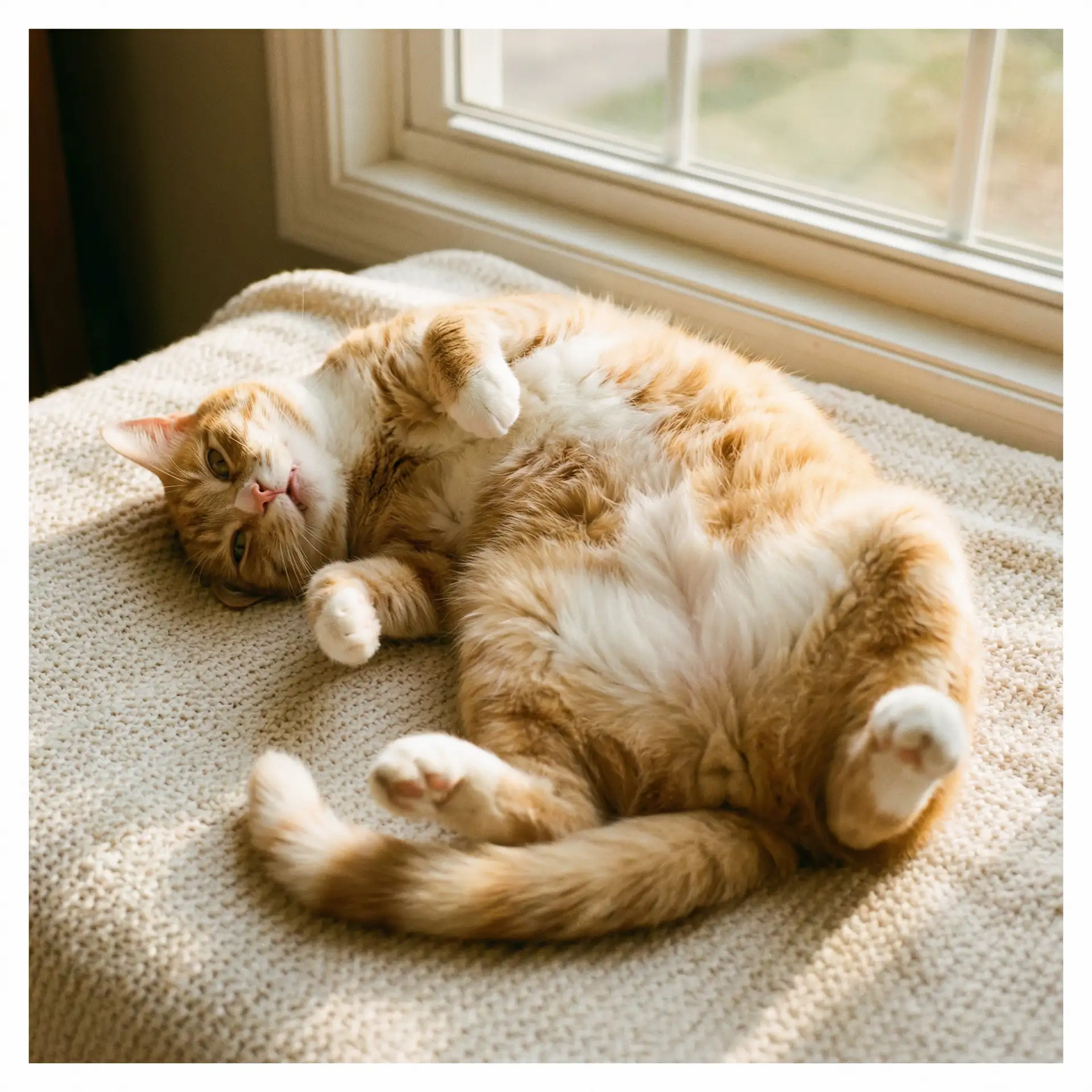 猫咪仰躺露出肚皮 - 朱裕琳